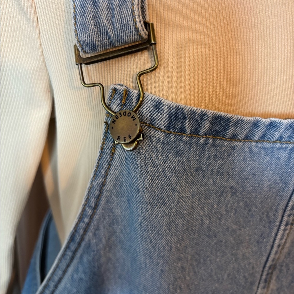 Mod Ref Blue Denim Distressed Overalls Bibs - Picture 8 of 12